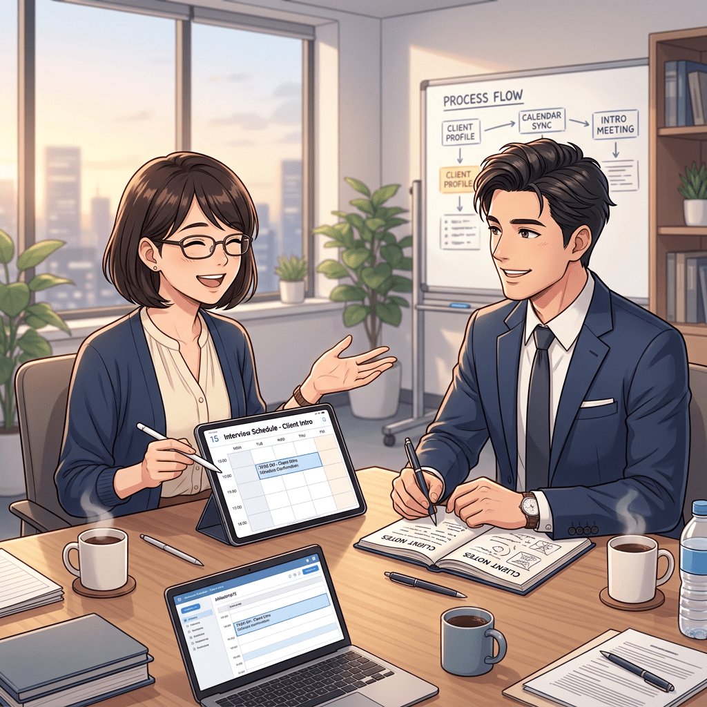 Interview scheduling client introduction meeting