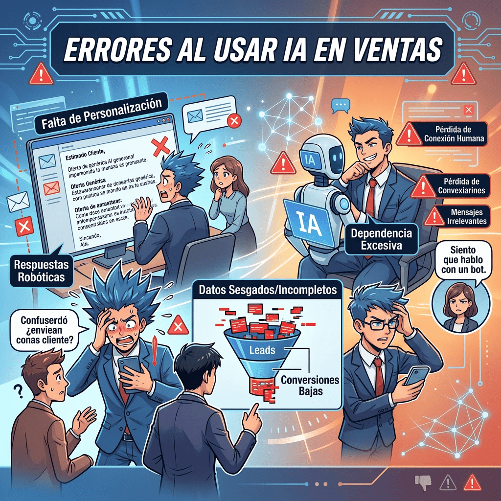 10 Errores al Usar IA en Ventas (y Cómo Solucionarlos)